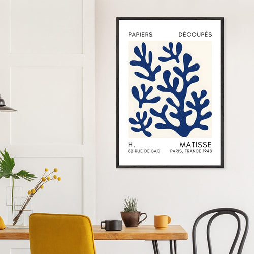 Artfulprints Poster Matisse – Coral shadows navy blue II   - 30x40 cm - Blauw