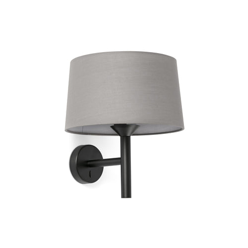 Faro Windsor Wandlamp met kap Zwart, Grijs 1x E27