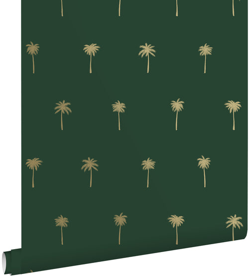 ESTAhome behang palmbomen emerald groen en goud - 53 cm x 10.05 m - 139160