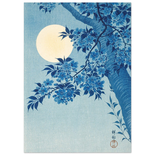 Ohara Koson - Blossoming cherry on a moonlit night   poster 50x70 cm - vtwonen shop