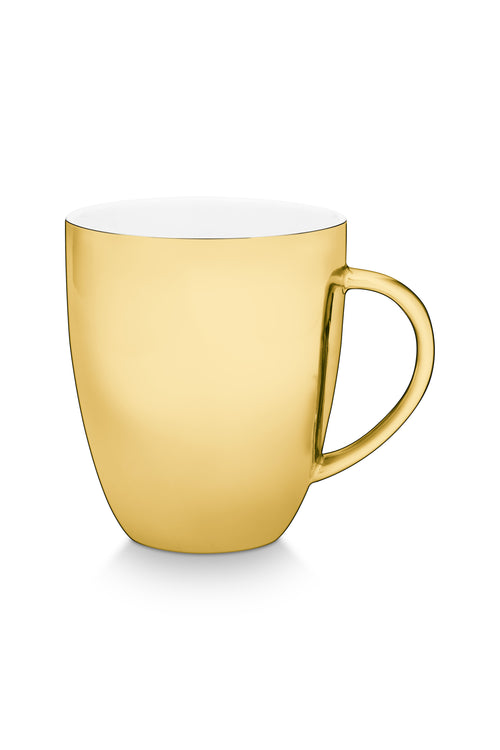 vtwonen - mokken met oor - set van 4 - porselein - goud - 275 ml