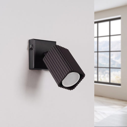 Sollux Lighting Wandlamp RAYO zwart met schakelaar - 8x16x16cm