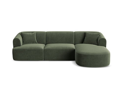 Cosmopolitan Design Modulaire hoekbank rechts Campi 4-zits, flueel groente - 156x256x70cm