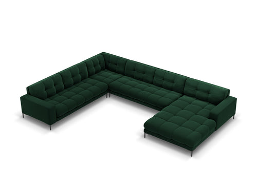 Cosmopolitan Design Panoramische hoekbank links Bali 7-zits, flueel, flessengroen - 256x327x75cm