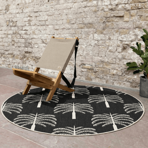 Rond buitenkleed Oase zwart/wit - Interieur05