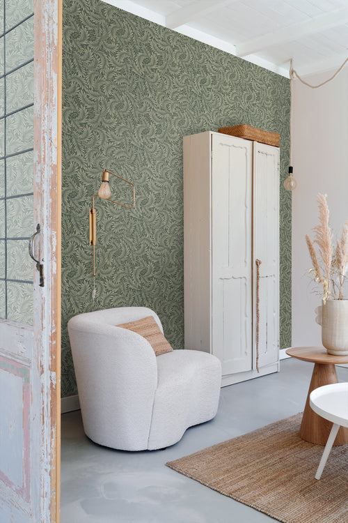 ESTAhome behang bladeren donkergroen - 50 x 900 cm - 131143 - vtwonen shop