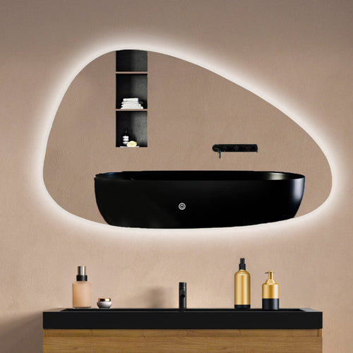 LOMAZOO badkamerspiegel Valencia - met LED verlichting & spiegelverwarming - asymmetrisch - 100 x 62.5 cm