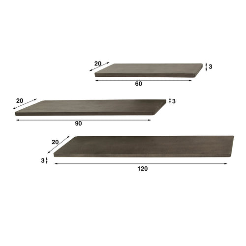 Giga Meubel Wandplank Ferro - Metaal - Set van 3 - 120x20x3cm