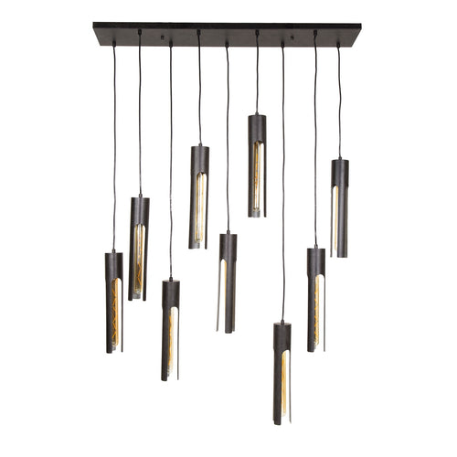 Giga Meubel Hanglamp Tube - Zwart Metaal - 9-Lichts - 100x18x150cm