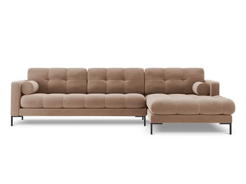 Cosmopolitan Design rechter hoekbank Bali 5-zits, flueel, beige - 185x293x75cm