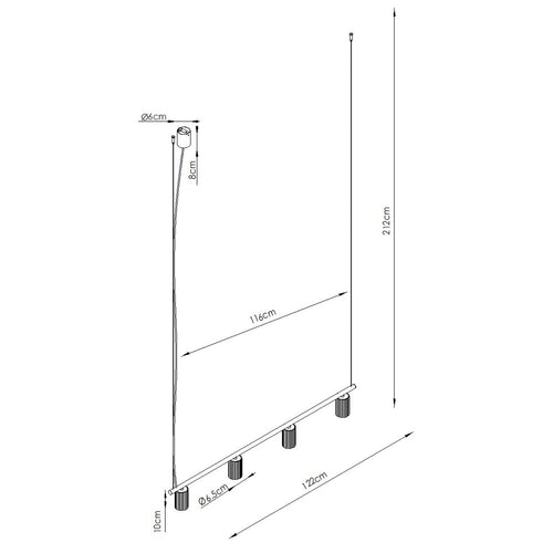 Sollux Lighting Kroonluchter KARBON 4 zwart - 122x6,5x212cm