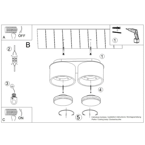Sollux Lighting Plafondlamp MODO 2 wit Gx53 - 21x10x8cm