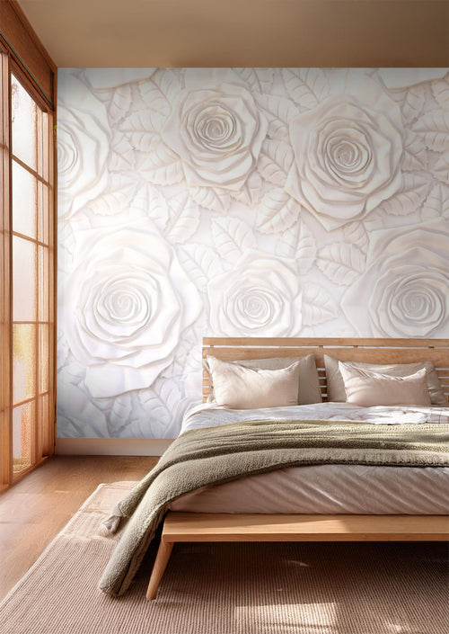 Sanders & Sanders fotobehang bloemen met 3D effect wit - 360 x 270 cm - 600508 - vtwonen shop