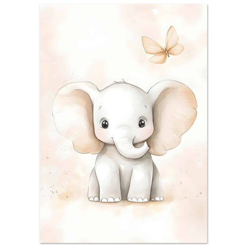 Artfulprints  Olifant met vlinder   poster 70x100 cm - vtwonen shop