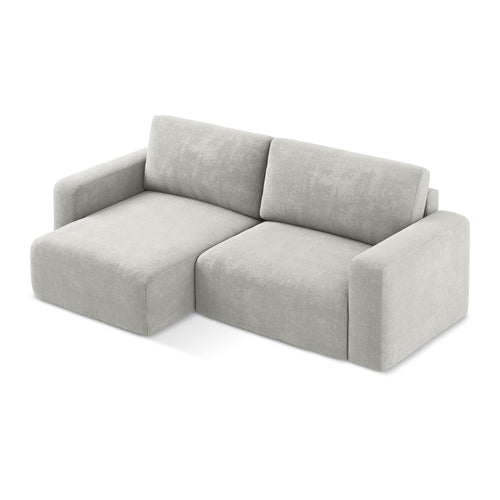 LaMiaSofa hoekbank links Ostia - chenille stof - lichtgrijs - 244x149x79