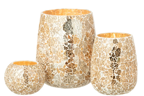 J-Line kaarshouder Craquelé - glas - goud
