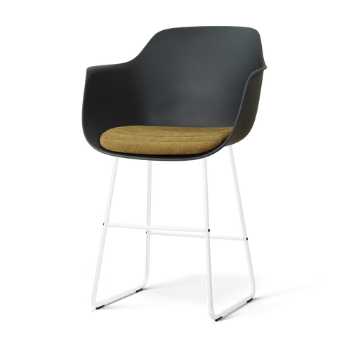 Nolon Nino-Liz barkruk zwart met mosgroen zitkussen - wit onderstel - 65 cm