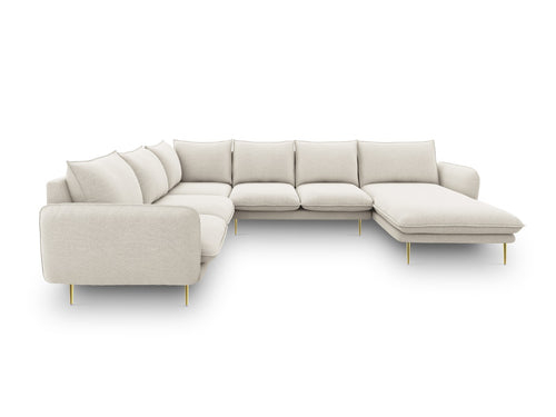 Cosmopolitan Design Panoramische hoekbank links Vienna 7-zits, structurele stof, lichtbeige - 235x330x95cm