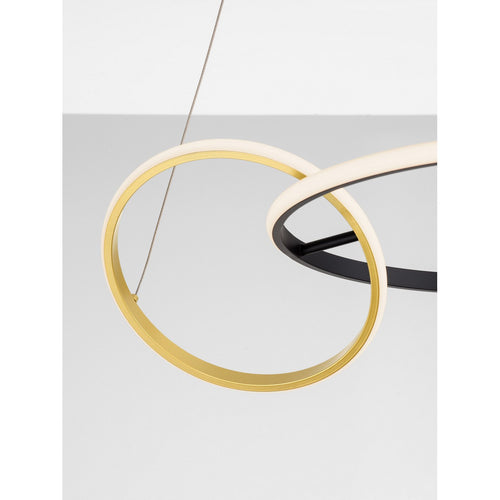 Nova Luce IMAR Geïntegreerde LED-hanglamp voor plafond, zandzwart, goudkleurige Triac dimbare LED 36W 1620lm 3200K