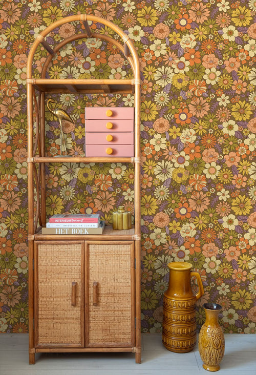 ESTAhome behang retro bloemen terracotta - 50 x 900 cm - 131809