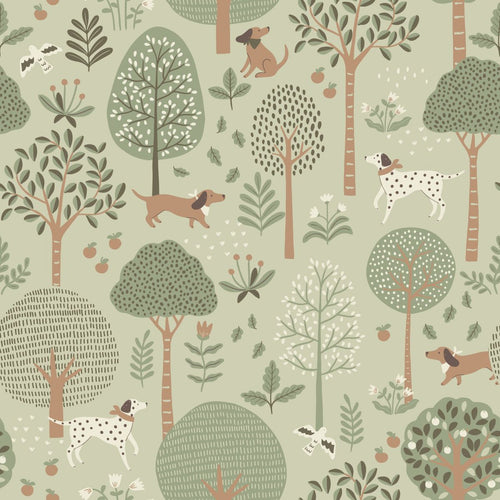 ESTAhome behang honden vergrijsd mintgroen - 53 cm x 10.05 m - 139712 - vtwonen shop