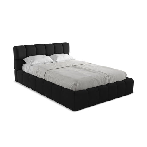 LaMiaSofa Bed met opbergruimte Roma - chenille stof - zwart - 160x228x82