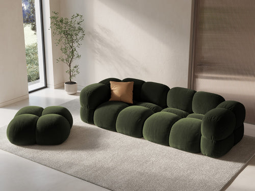 Cosmopolitan Design Bank Loretto 4-zits, flueel groente - 100x250x68cm