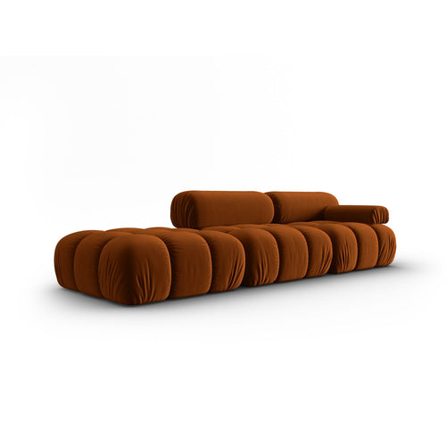Cosmopolitan Design - Linker modulaire bank Cortina 4-zits, flueel terracotta - 94x282x70cm