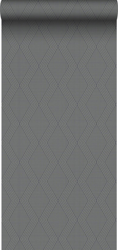 Borastapeter behang geometrische vormen donkergrijs - 53 cm x 10.05 m - 661000