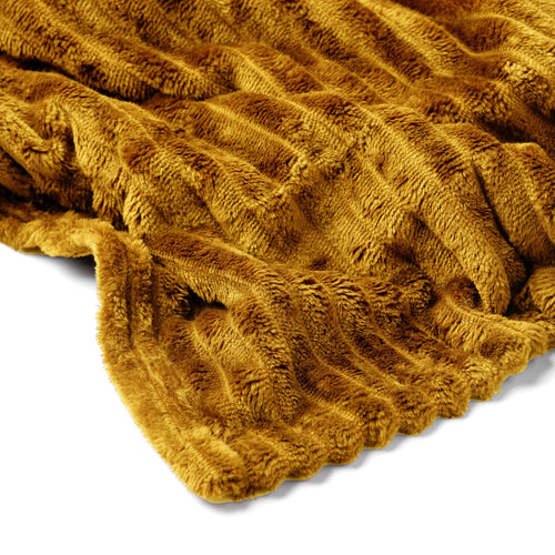 MARTHY - plaid 140x180 cm - ribfluweel - gerecycled - Chai Tea - geel