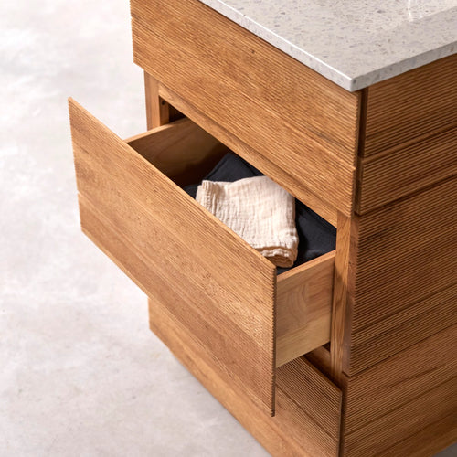 Tikamoon Badkamermeubel van massief eiken en moon premium terrazzo 60 cm - Naturel - vtwonen shop