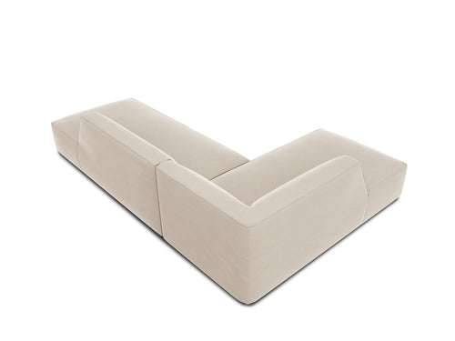 Micadoni linker hoekbank Ruby 4-zits, flueel, beige - 180x273x69cm