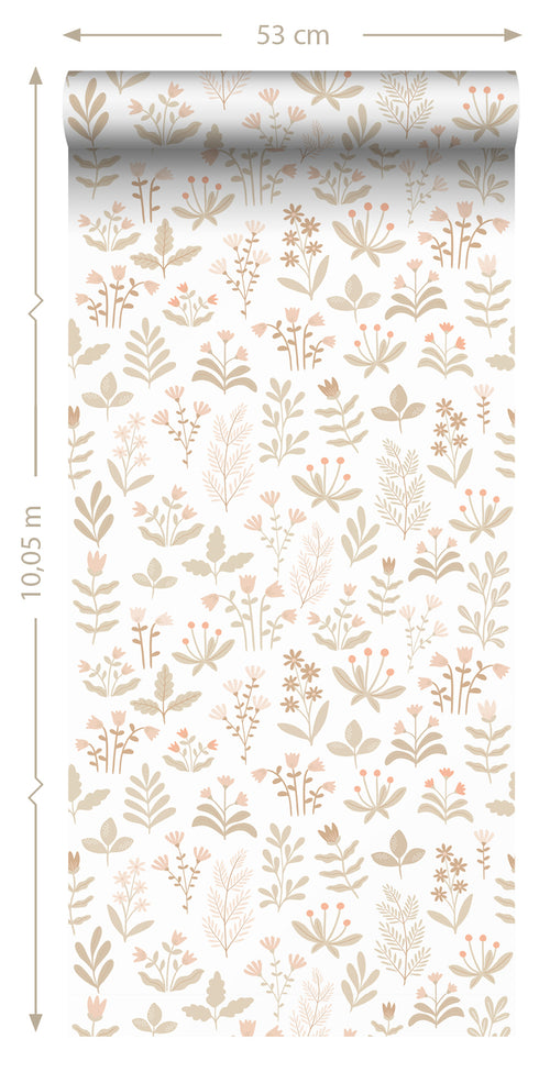 ESTAhome behang veldbloemen beige - 50 x 900 cm - 131092 - vtwonen shop