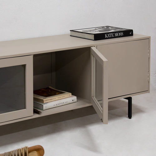 Giga Meubel Tv-Meubel Gita - Mangohout/Metaal/Glas - Taupe - 200cm - vtwonen shop