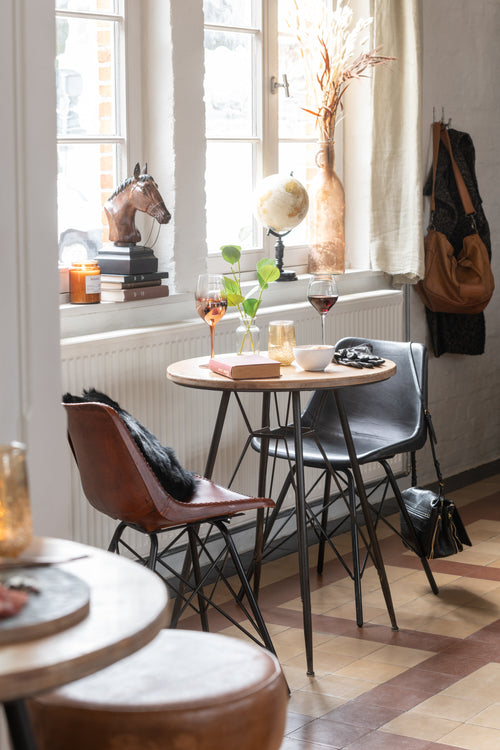 J-Line stoel Loft - leer/metaal - zwart - 2 stuks - vtwonen shop