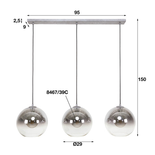 Giga Meubel Hanglamp Bubble Shaded - Glas - 3-Lichts - 30x115x150cm - vtwonen shop