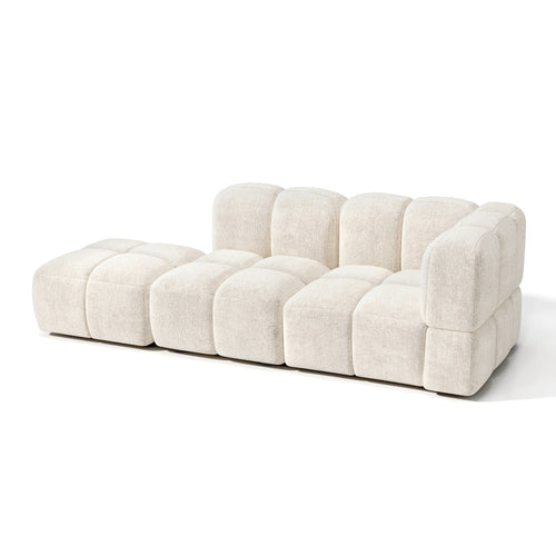 Sia Home - Modulaire bank NUBI - Fluweel met structuur - Crème - 245cm