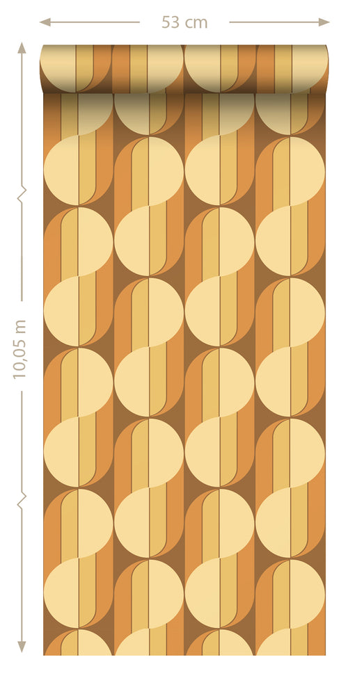 ESTAhome behang retro ornamenten oranje en bruin - 50 x 900 cm - 131591 - vtwonen shop