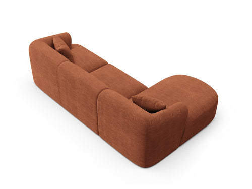 Cosmopolitan Design Modulaire hoekbank links Campi 4-zits, ribfluwelen terracotta - 156x256x70cm