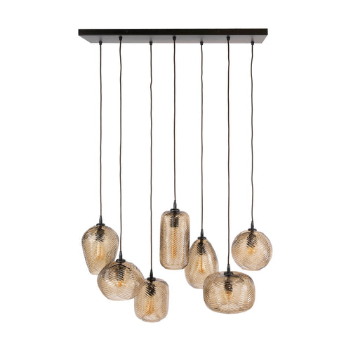 Giga Meubel Hanglamp Chevron - Bruin Glas - 7-lichts - 96x40x150cm