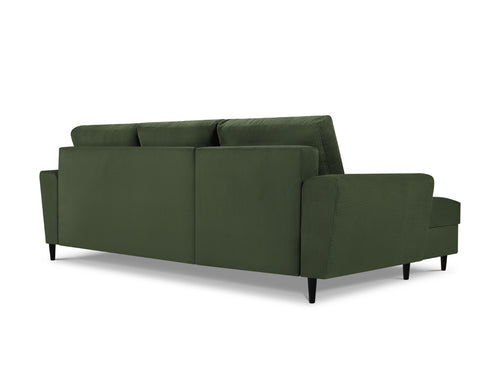 Cosmopolitan Design Uitklapbare hoekbank links met opbergdoos Kyoto 4-zits, ribfluwelen, flessengroen - 145x241x88cm