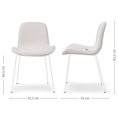 Nolon Nora-Fé Eetkamerstoel Bouclé Beige - Stof - Witte Poten