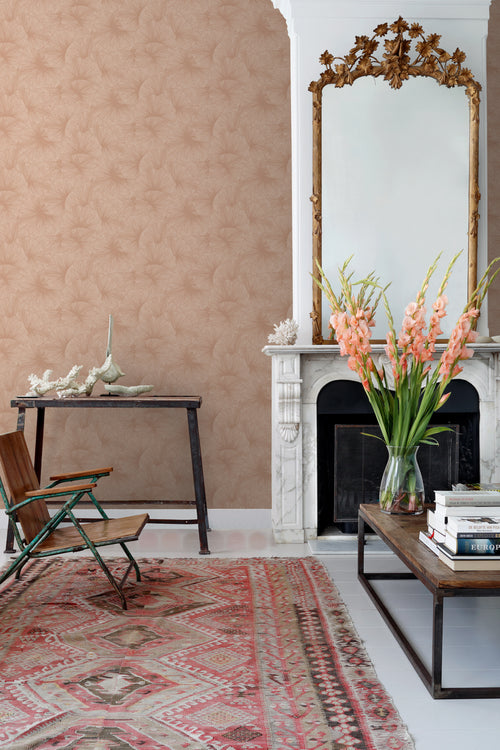 ESTAhome behang 3D-motief bladeren terracotta roze - 53 cm x 10.05 m - 131396 - vtwonen shop