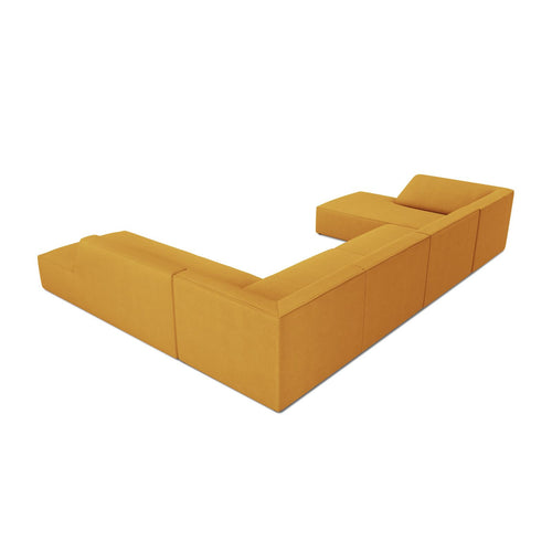 Cosmopolitan Design - Panoramische hoekbank rechts Siena 7-zits, structurele stof geel - 273x366x69cm