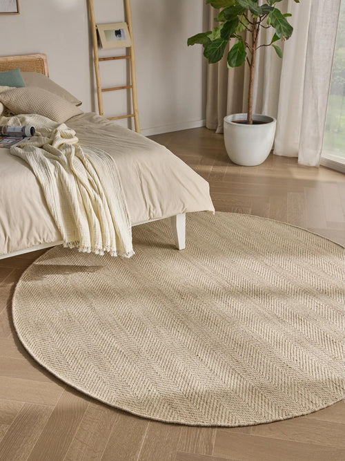benuta wollen vloerkleed Lars - beige - ø 200 cm