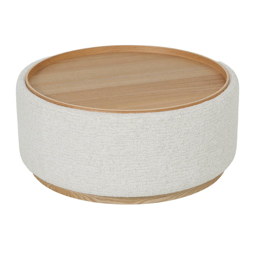 DÉJA Living Salontafel Marcia - Rond Beige/Naturel - Incl. Opbergruimte - Ø83cm