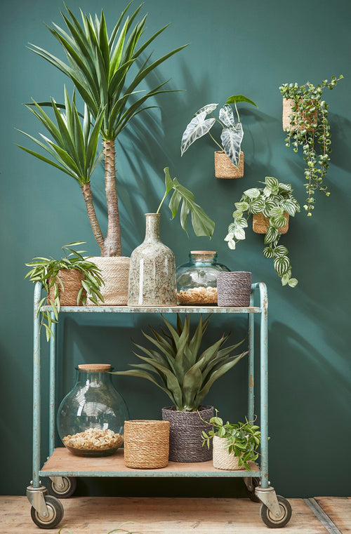 Mica Decorations Atlantic Plantenmand - Set van 2 - H20 x Ø20 cm - Jute - Crème