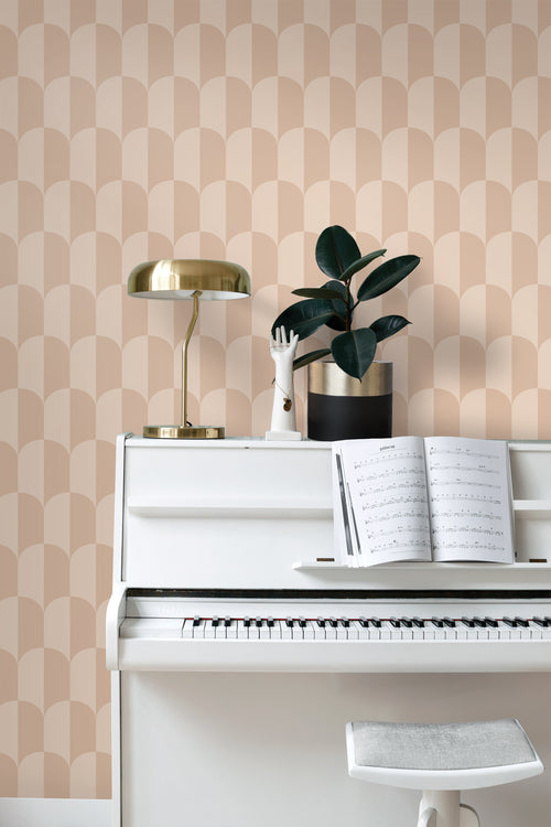 ESTAhome behang art deco bogen poederroze - 50 x 900 cm - 139988 - vtwonen shop