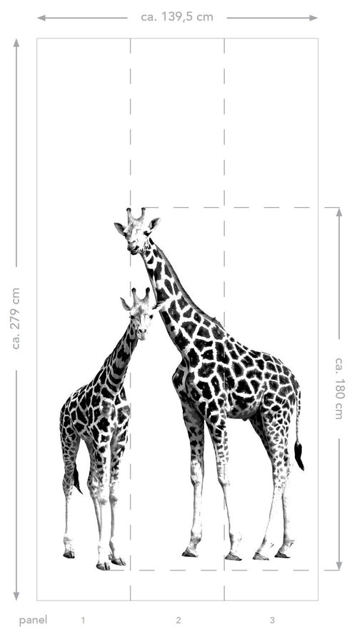 ESTAhome fotobehang giraffen zwart en wit - 139.5 x 279 cm - 158701 - vtwonen shop