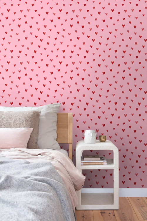 ESTAhome behang hartjes roze en rood - 50 x 900 cm - 131633